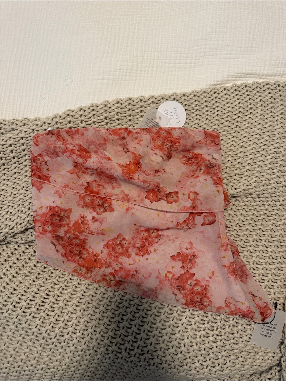 Pink Floral Strapless Top